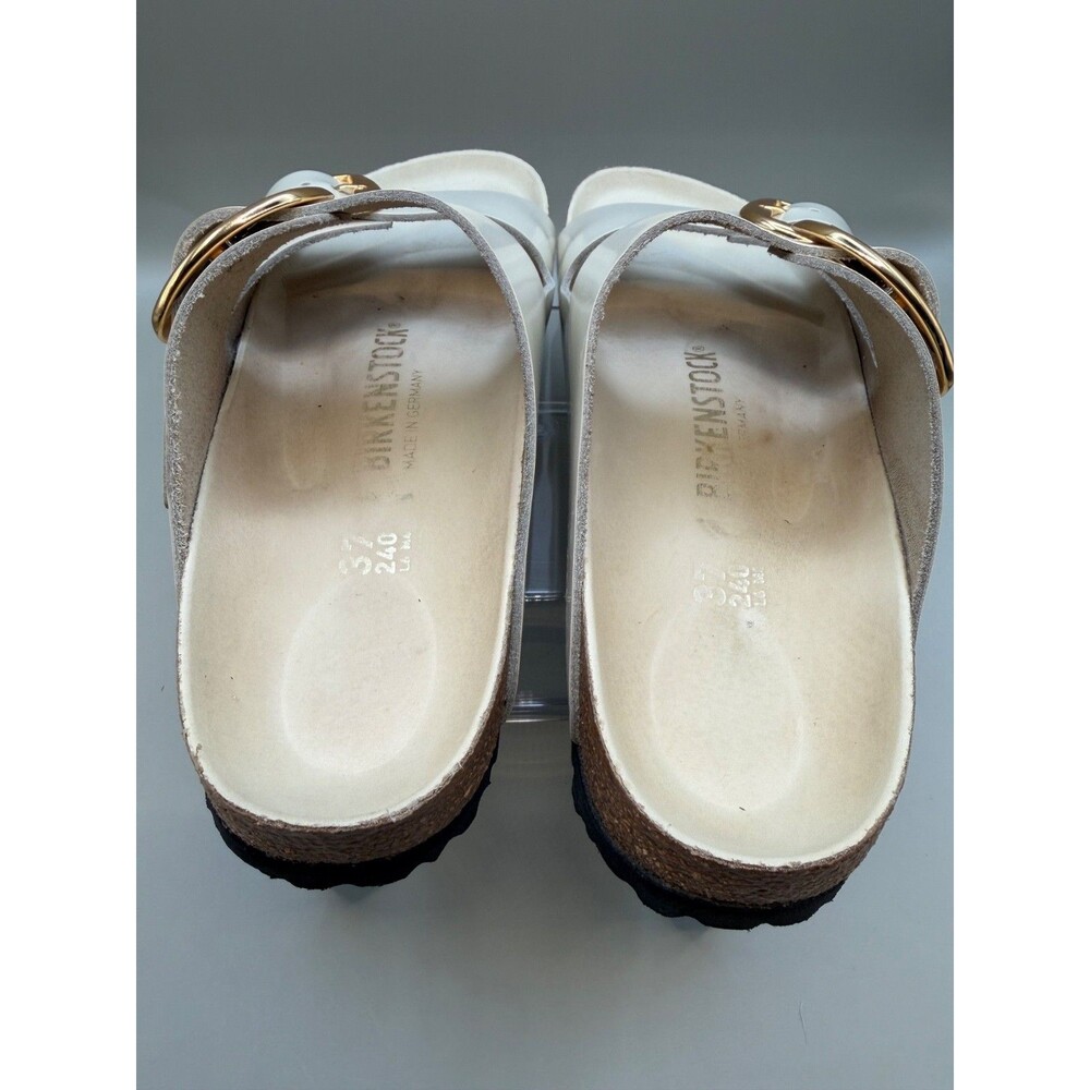 Birkenstock Arizona Big Buckle Patent Leather High Shine Ivory Sandal US 6 EU37 - Picture 6 of 9
